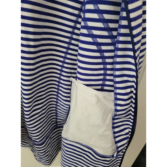 Lululemon IN STRIDE Jacket Blue & White Striped Full-Zip w/ Thumbholes Sz 8 - Picture 11 of 12